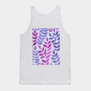 Watercolor leaves in magenta and violet Tank Top